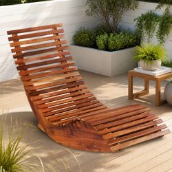 Sturdy Brown Rocking Sun Lounger for Outdoor Relaxation
