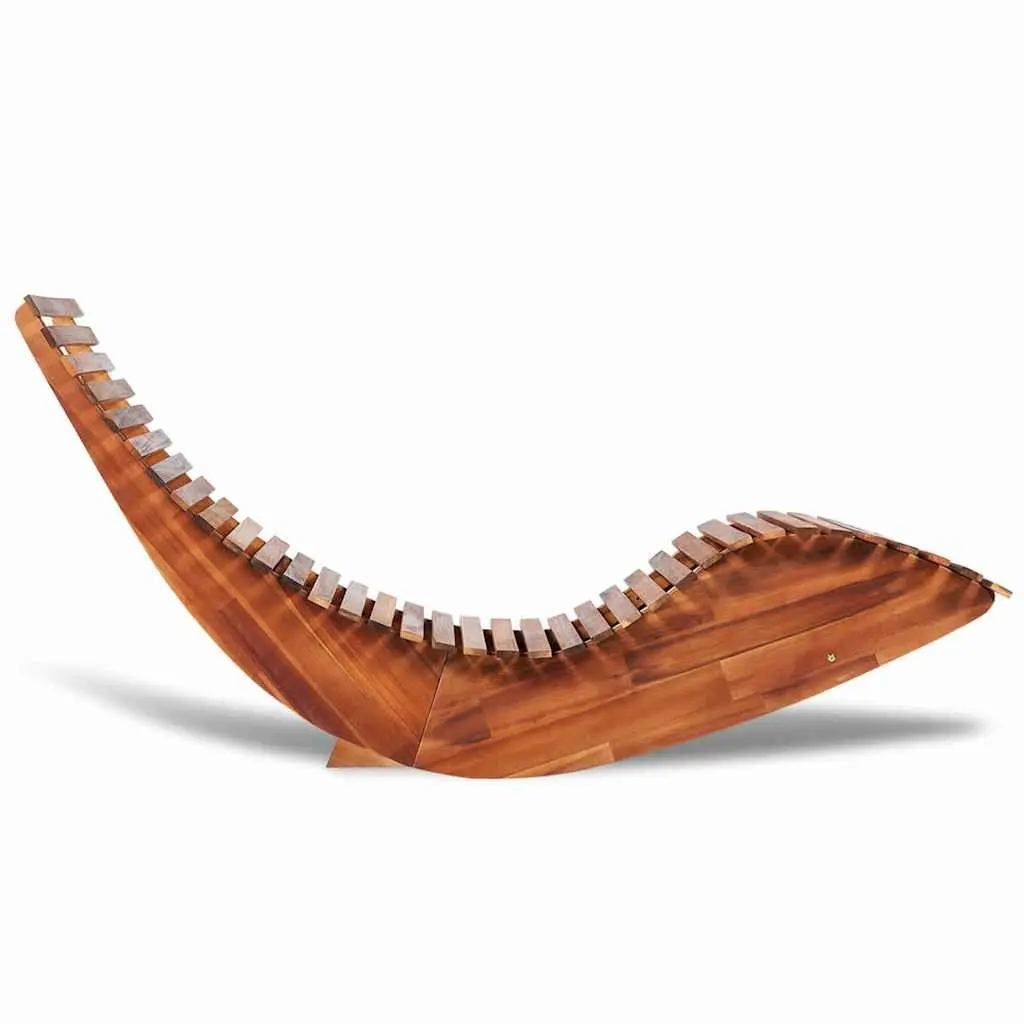 Rocking Sun Lounger Acacia Wood Brown Outdoor Garden Chair