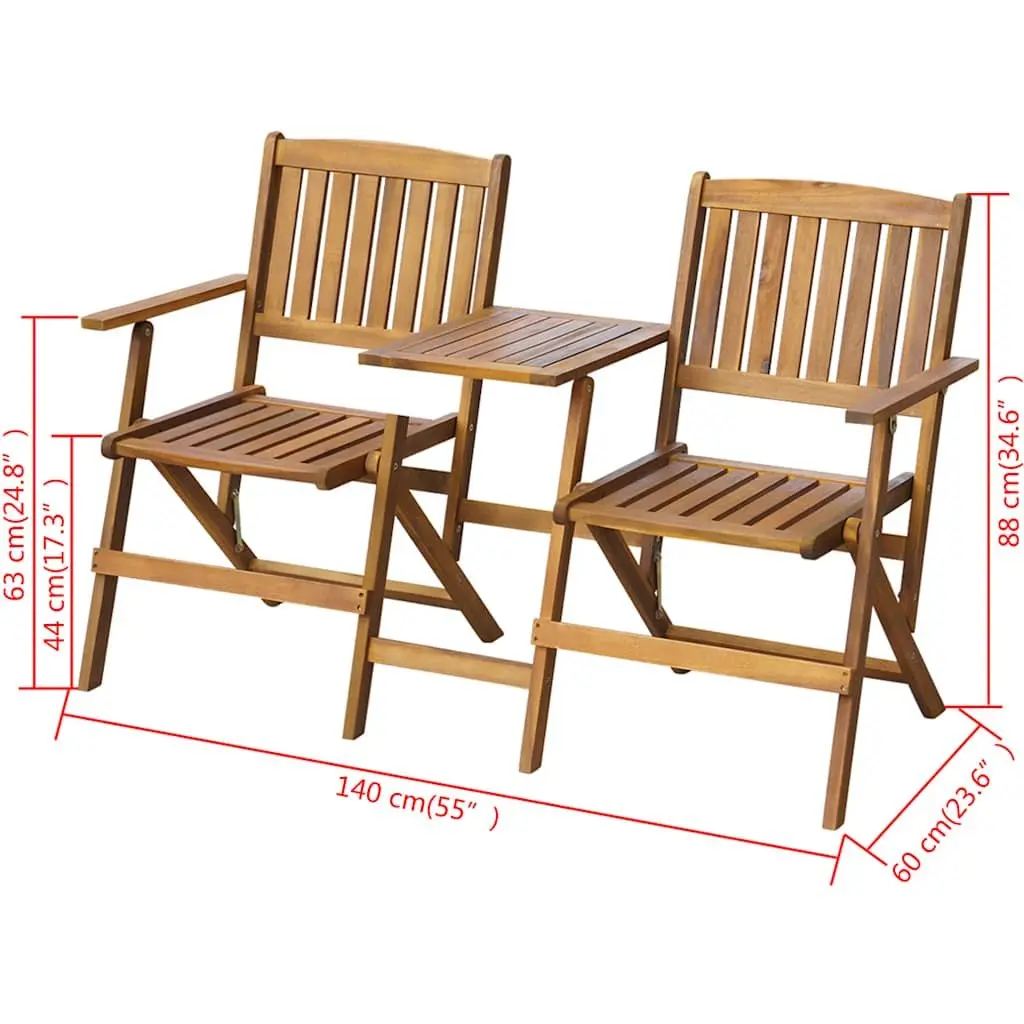 140cm Wooden Folding Garden Bench with Tea Table