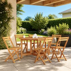 Sturdy Brown Wood Drop Leaf Dining Table for Outdoor Use