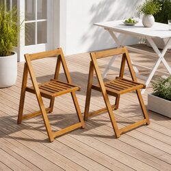Sturdy Outdoor Folding Chairs Set of 2 in Brown