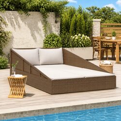 Durable Outdoor Garden Daybed for 2 - Brown Sun Bed