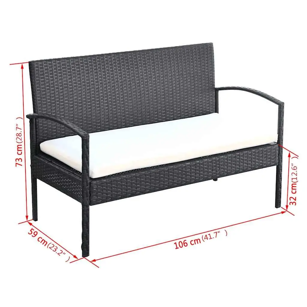 4 Piece Garden Lounge Set with Durable Build