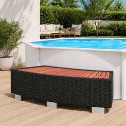 Spa Step Pool Hot Tub Rattan Black 92x45x25cm Outdoor Jacuzzi Access Ladder
