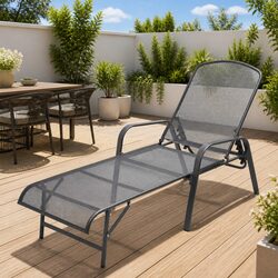 Steel Mesh Sun Lounger with 5-Position Backrest
