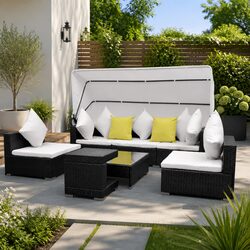 High-Quality 7 Piece Modular Garden Lounge Set with Canopy