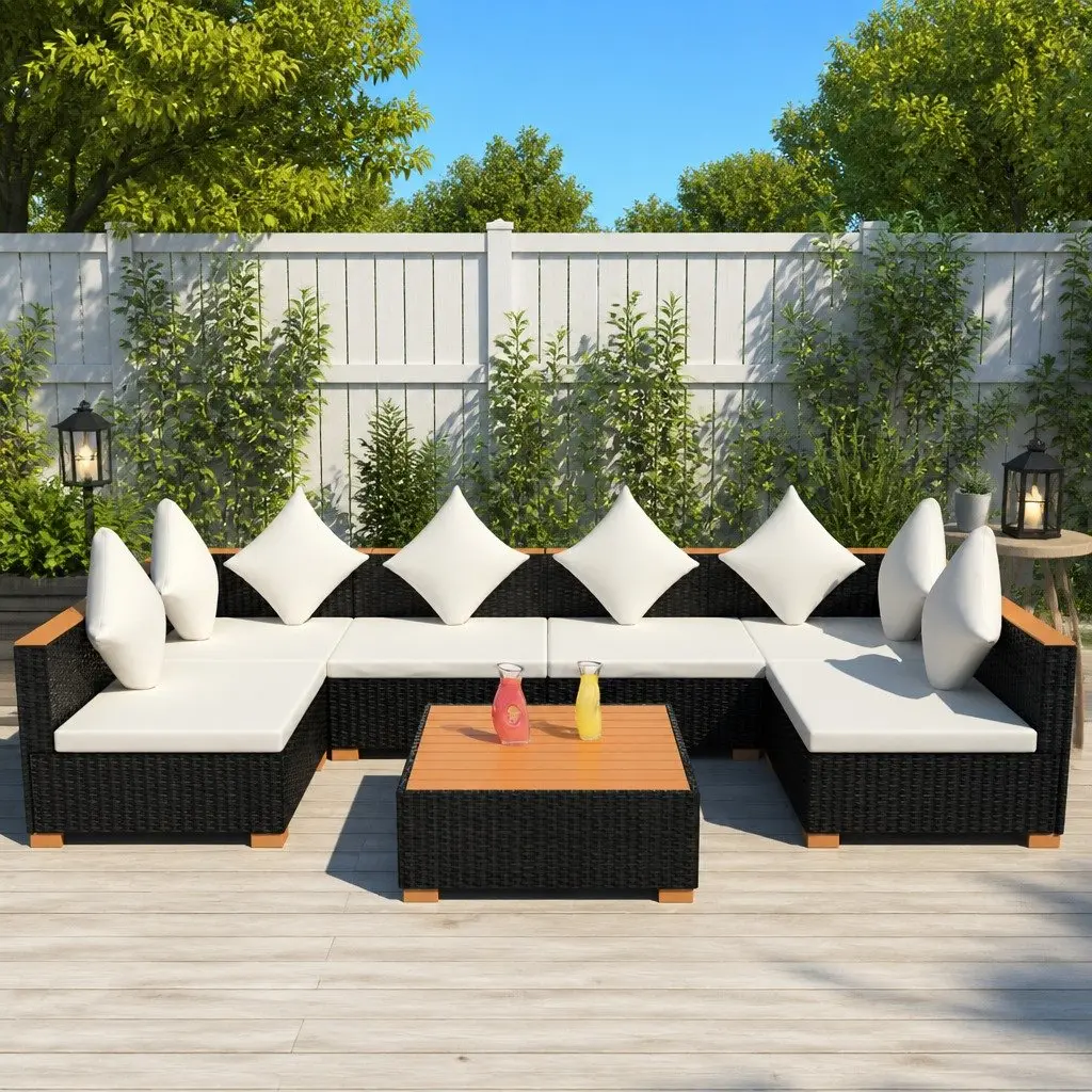 7-Piece Modular Garden Lounge Set with Cushions