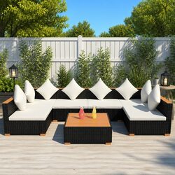 7-Piece Modular Garden Lounge Set with Cushions