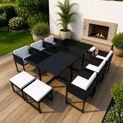 Premium 11-Piece Rattan Outdoor Dining Set with Cushions