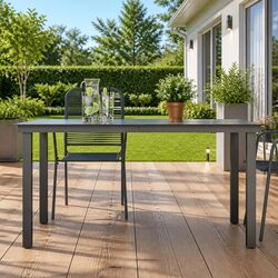 Sturdy Black Aluminium Frame Garden Dining Table