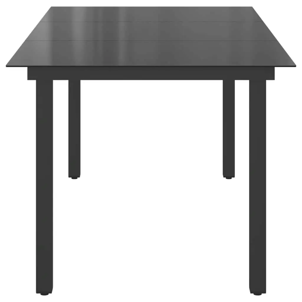 Outdoor Dining Table Tempered Glass Black Weather Resistant Aluminium Frame 190 x 90 x 74 cm