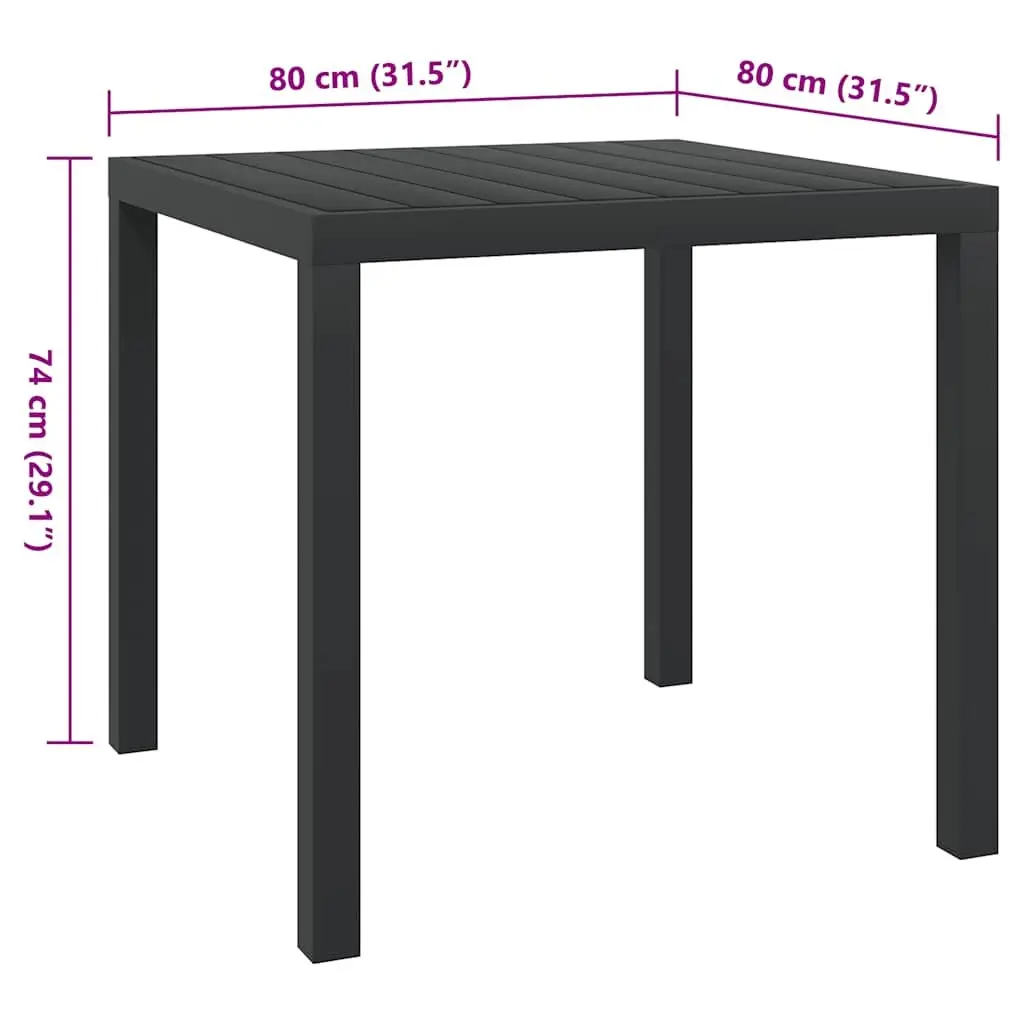 Outdoor Garden Table WPC Aluminium 80x80x74cm Black