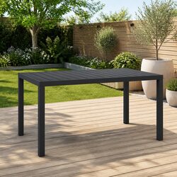 Sturdy Black Outdoor Dining Table 150x90x74cm