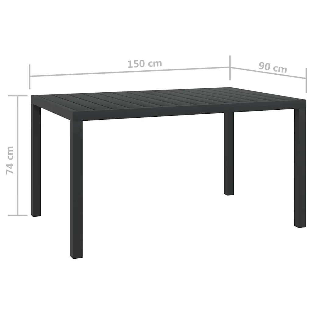 Black Outdoor Dining Table 150x90x74cm