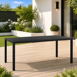 Sturdy Black Outdoor Garden Table 185x90x74cm