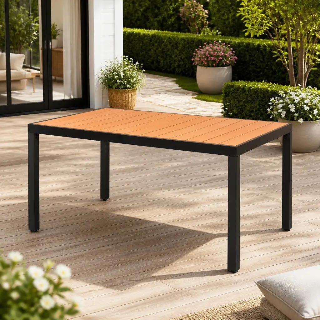 Brown Outdoor Garden Table 150x90x74 cm for Durable Use
