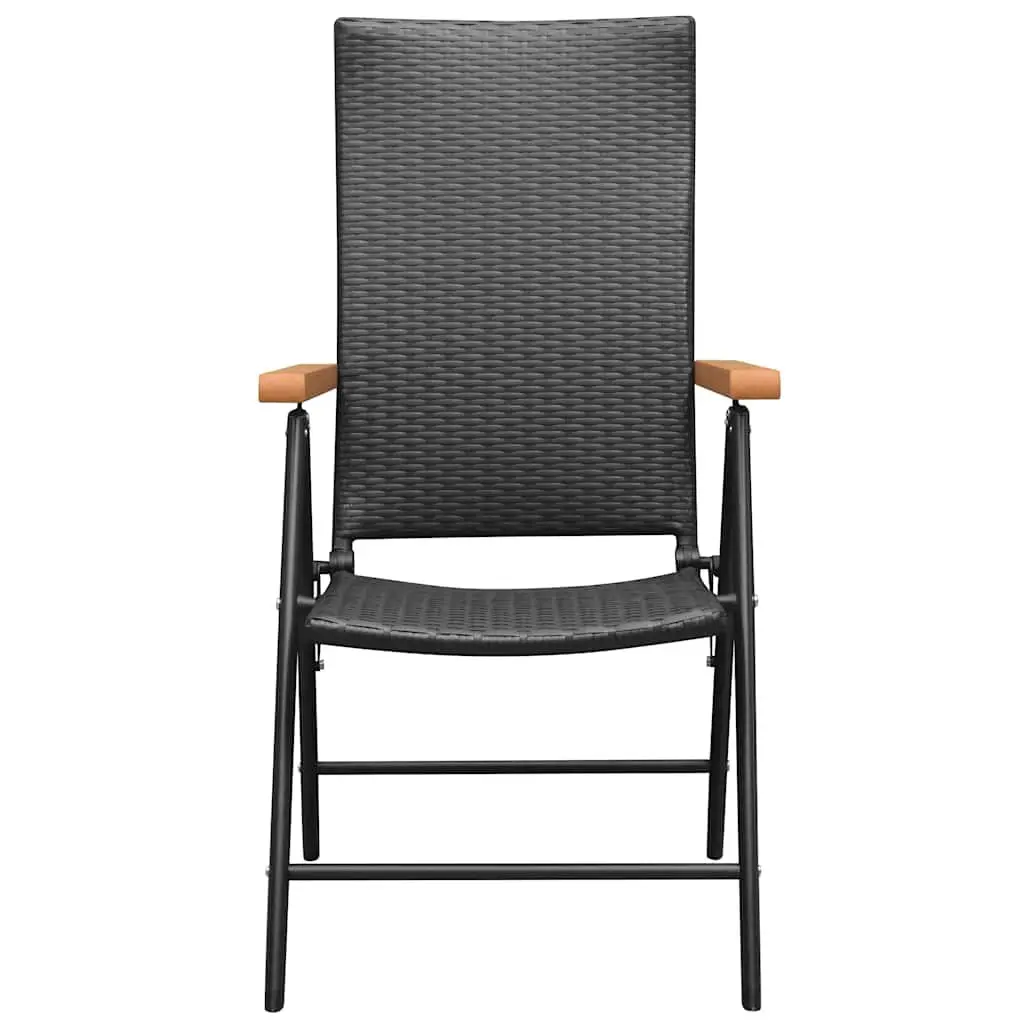 Outdoor Garden Chairs Set PE Rattan Aluminium Frame WPC Armrests Black
