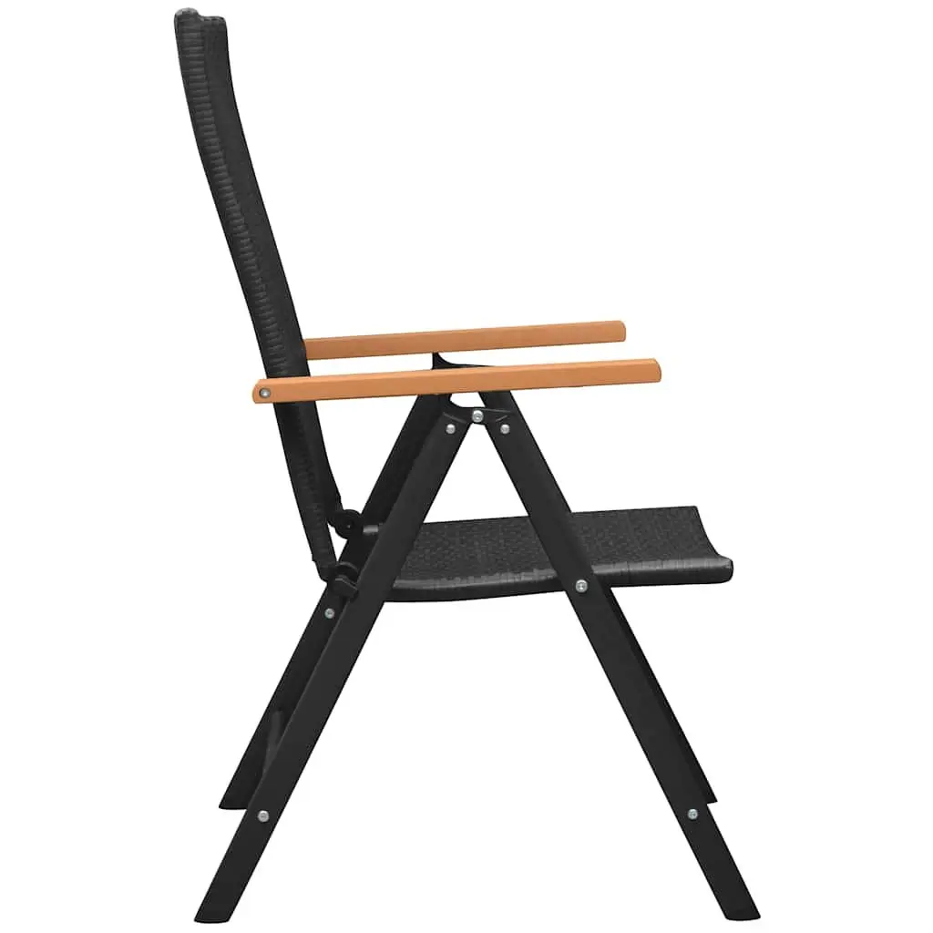 Outdoor Garden Chairs Set PE Rattan Aluminium Frame WPC Armrests Black
