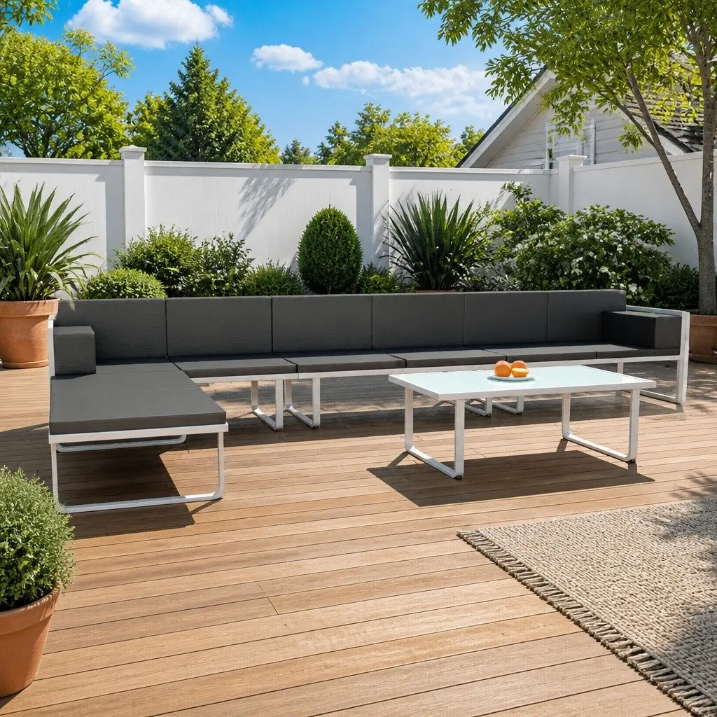 5 Piece Outdoor Lounge Set with Black Finish