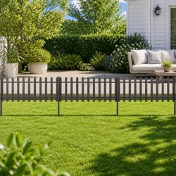 High-Quality Grey Picket Fence with Posts - 3 pcs 600x60 cm