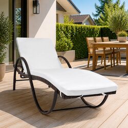 Sturdy Brown Outdoor Sun Lounger with Cushion