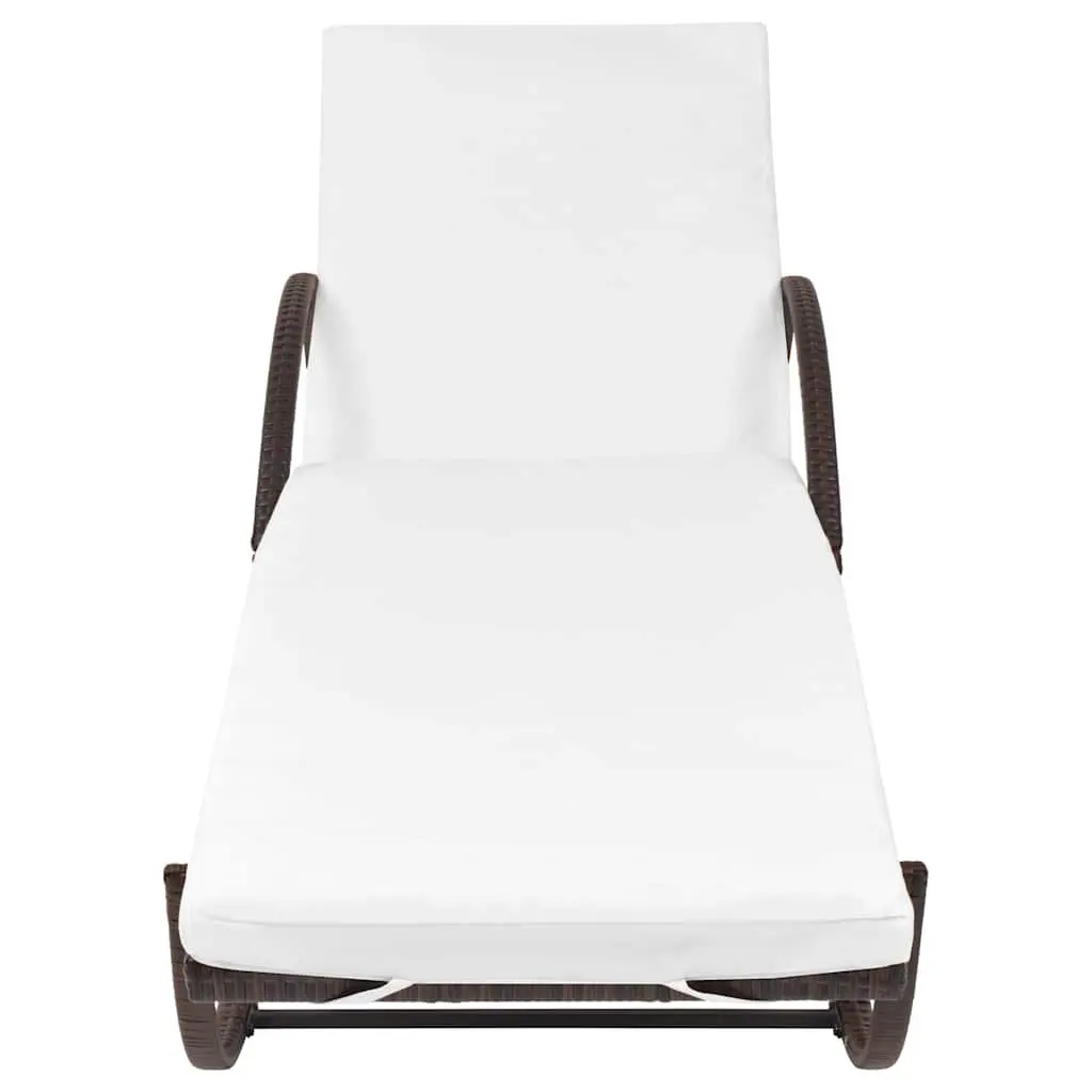 Sun Lounger PE Rattan Steel Brown