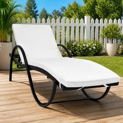 Durable Black Sun Lounger with Removable Cushion