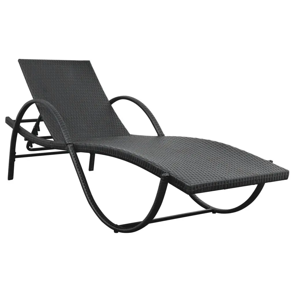 Black Sun Lounger with Removable Cushion