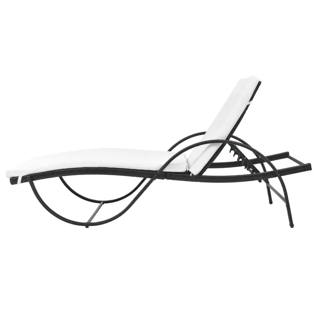 Black Sun Lounger with Removable Cushion