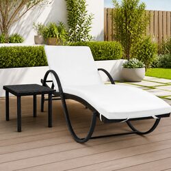 Premium Sun Lounger with Cushion and Side Table for Outdoors