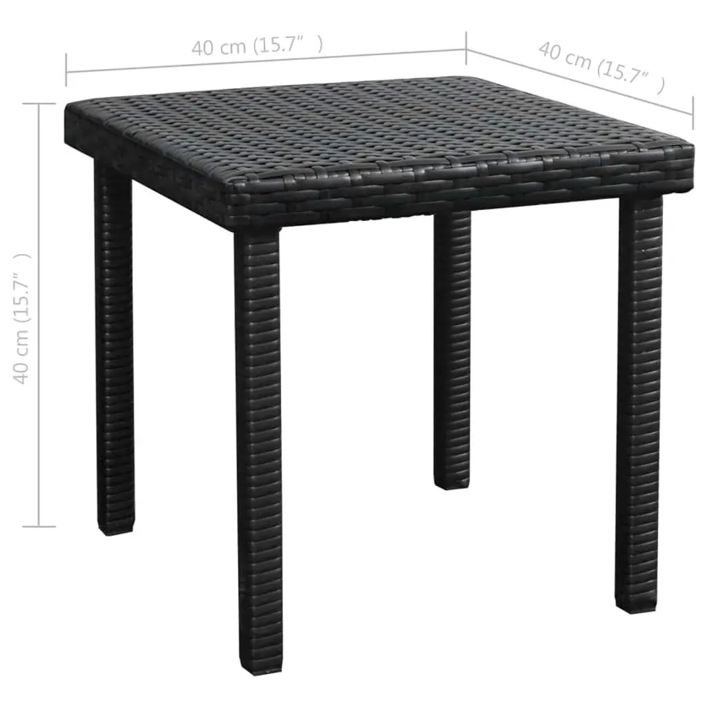 Sun Lounger PE Rattan Black with Cushion and Side Table