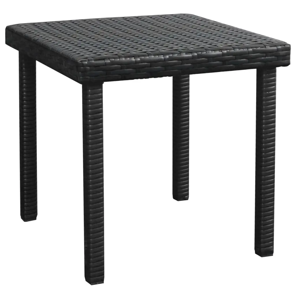 Sun Lounger PE Rattan Black with Cushion and Side Table