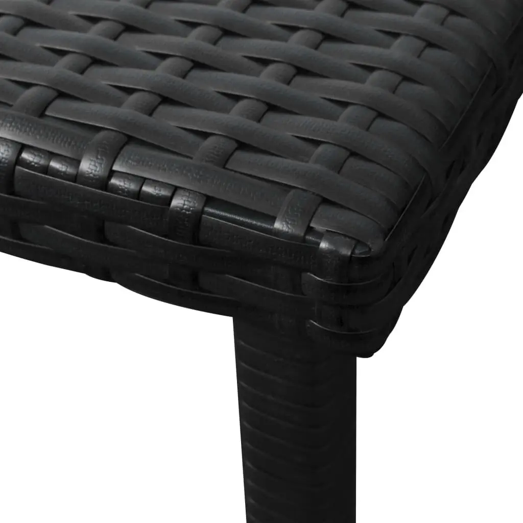 Sun Lounger PE Rattan Black with Cushion and Side Table