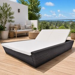 Stylish Double Outdoor Daybed with Cushions in Brown