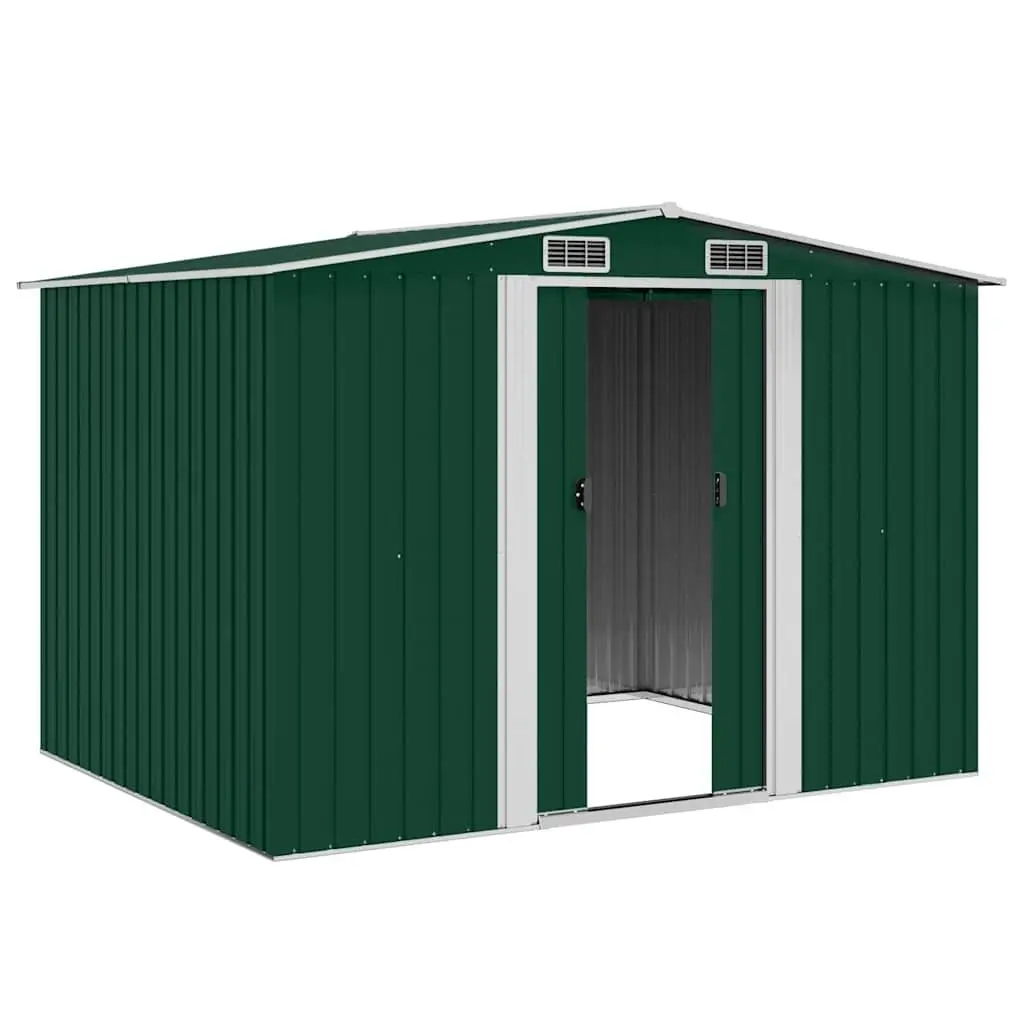 Metal Storage Shed Galvanised Steel 257 x 205 x 178 cm Green