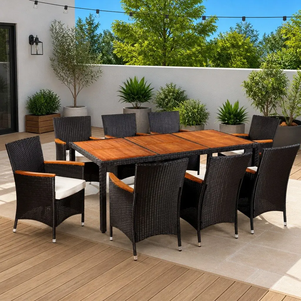 9 Piece Outdoor Dining Set with Cushions