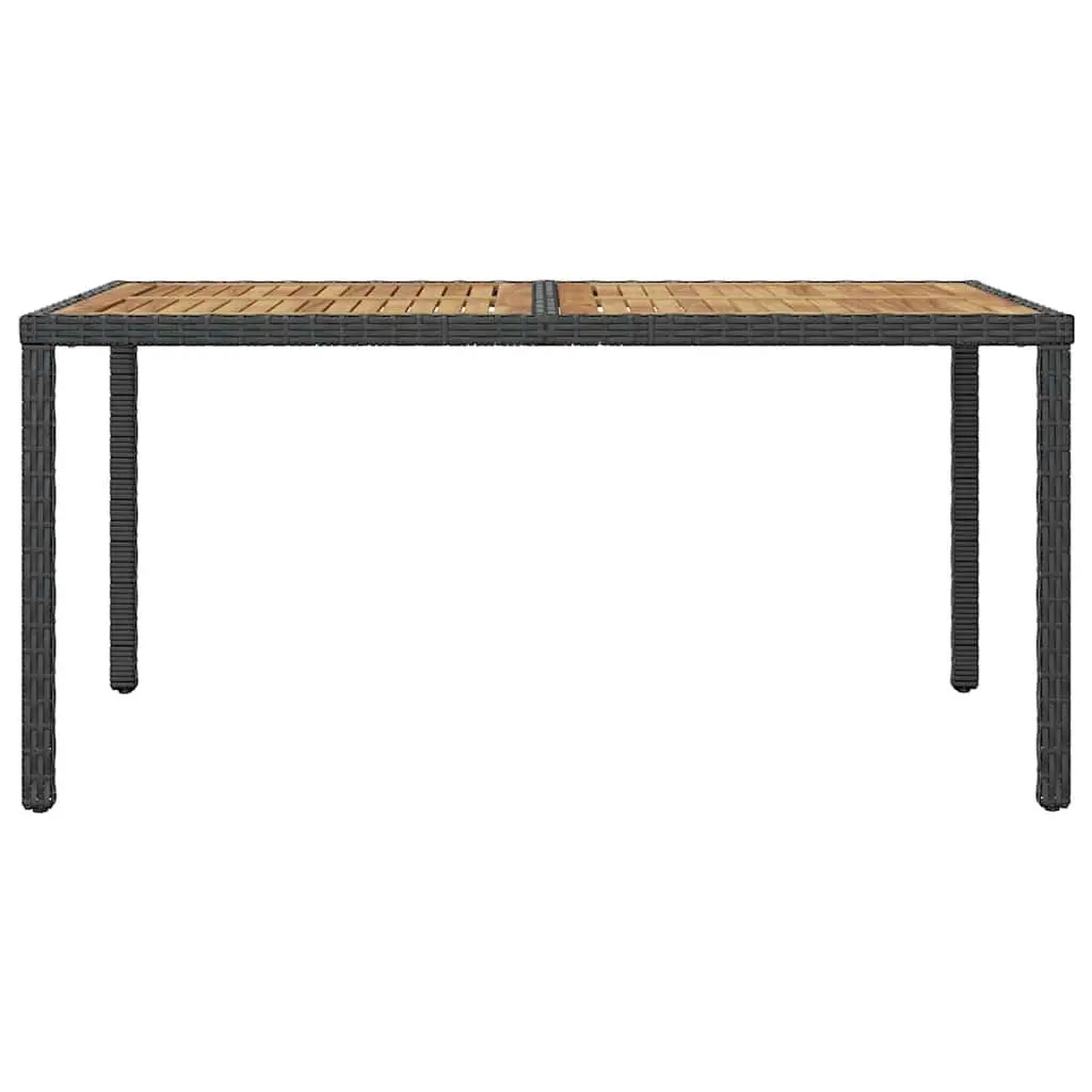 Outdoor Dining Set Poly Rattan Table 6 Chairs Cushions Black