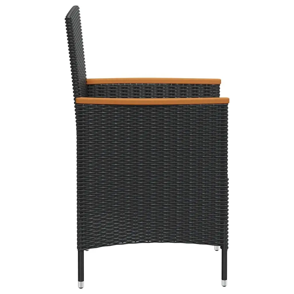 Outdoor Dining Set Poly Rattan Table 6 Chairs Cushions Black