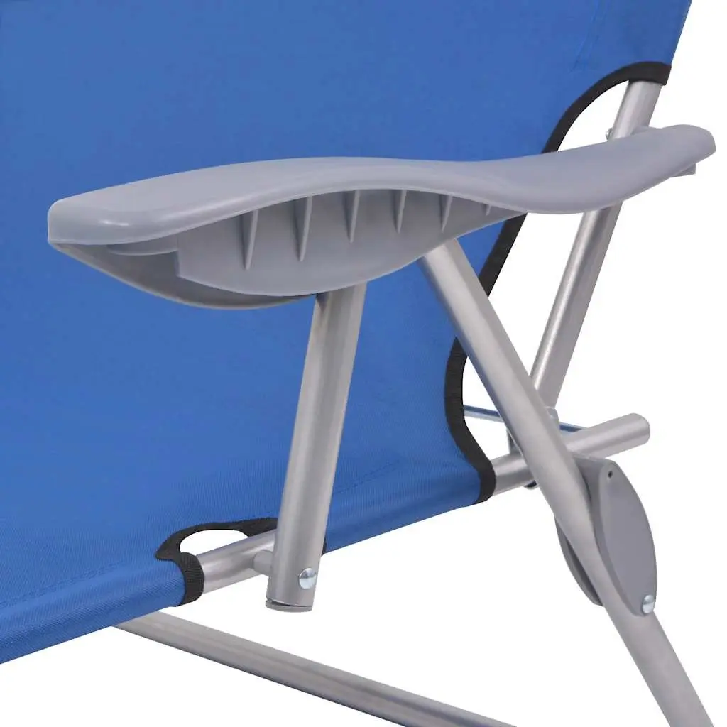 Blue Foldable Sun Lounger with Adjustable Canopy