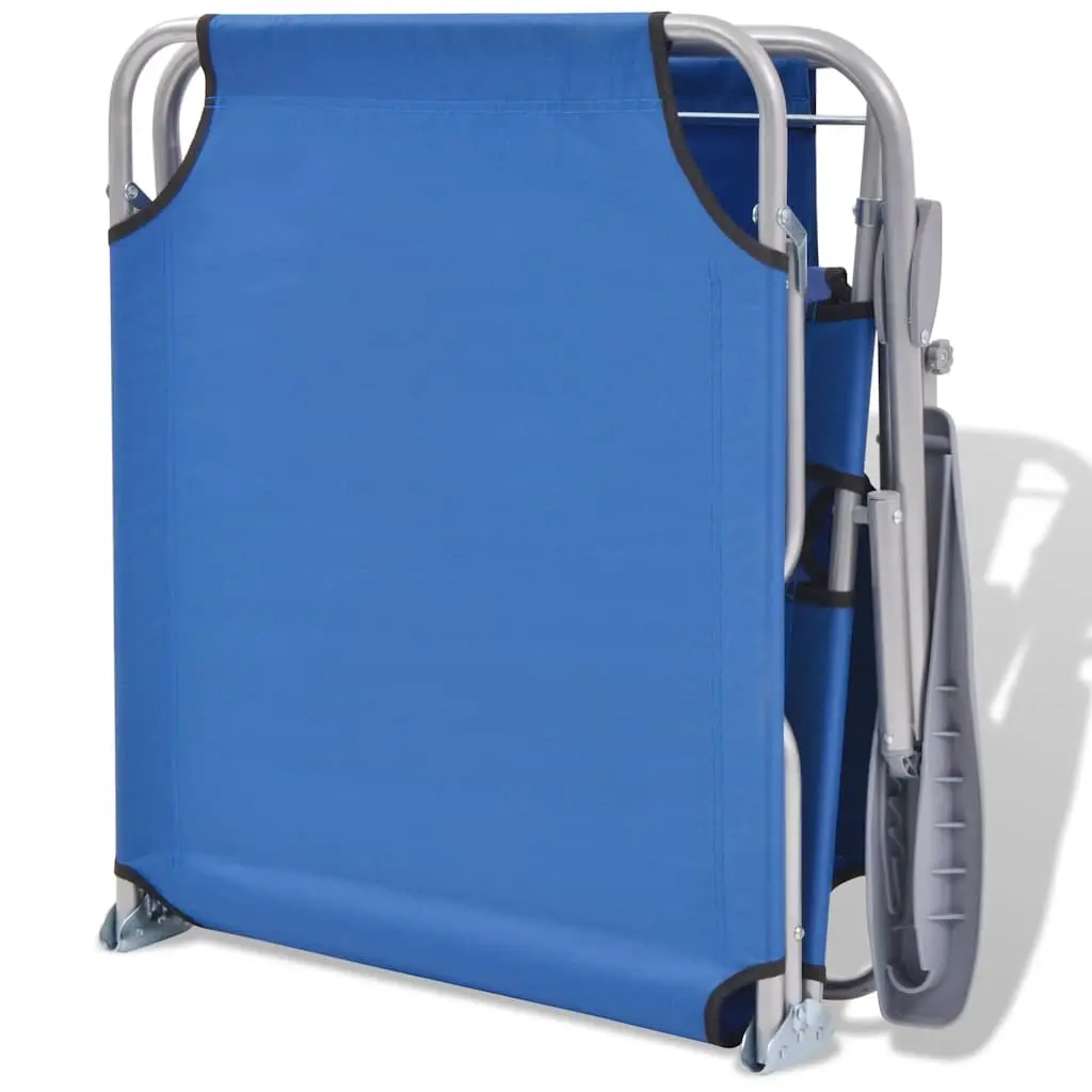 Blue Foldable Sun Lounger with Adjustable Canopy