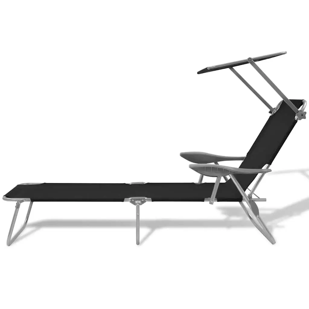 Foldable Sun Lounger with Adjustable Canopy