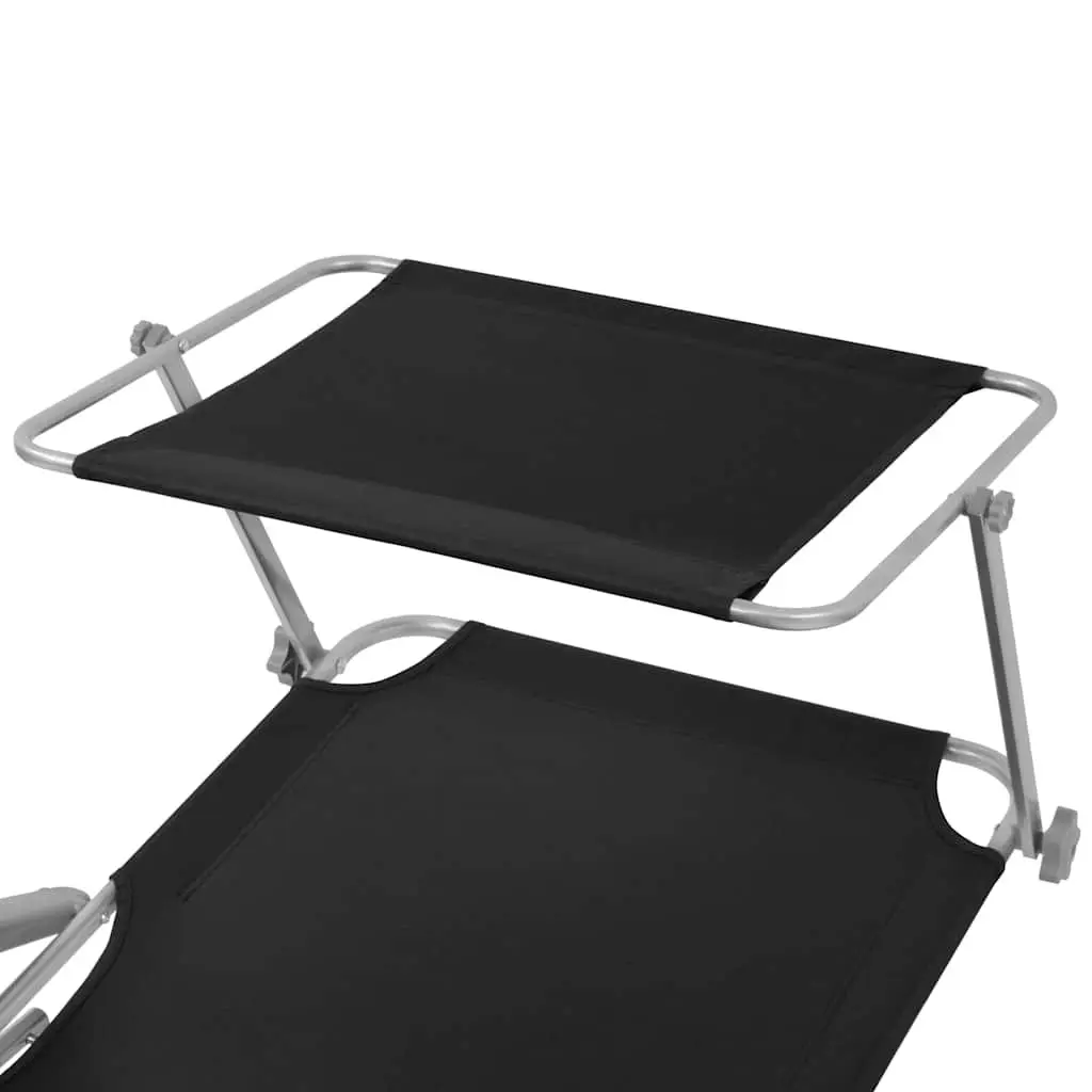Foldable Sun Lounger with Adjustable Canopy