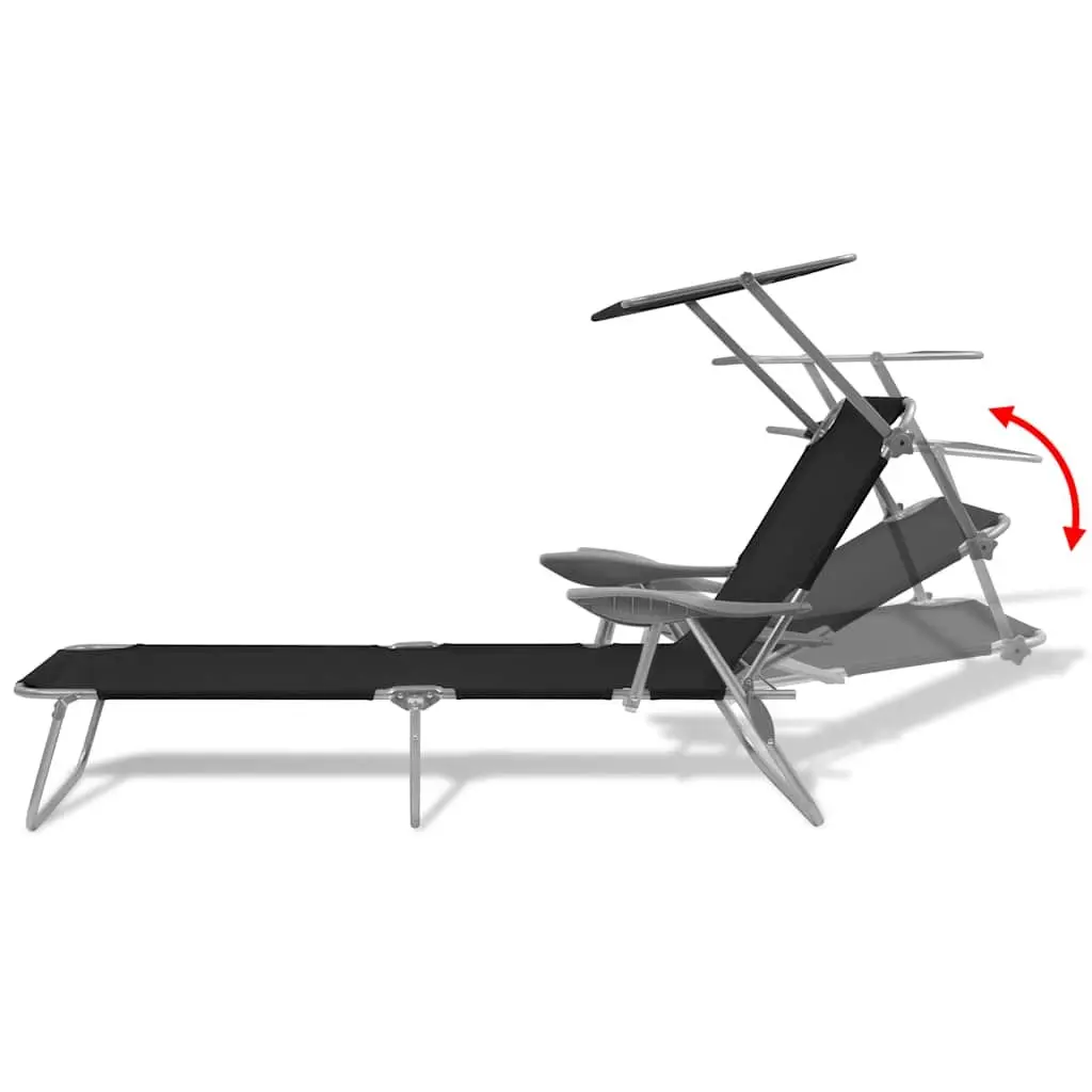 Foldable Sun Lounger with Adjustable Canopy