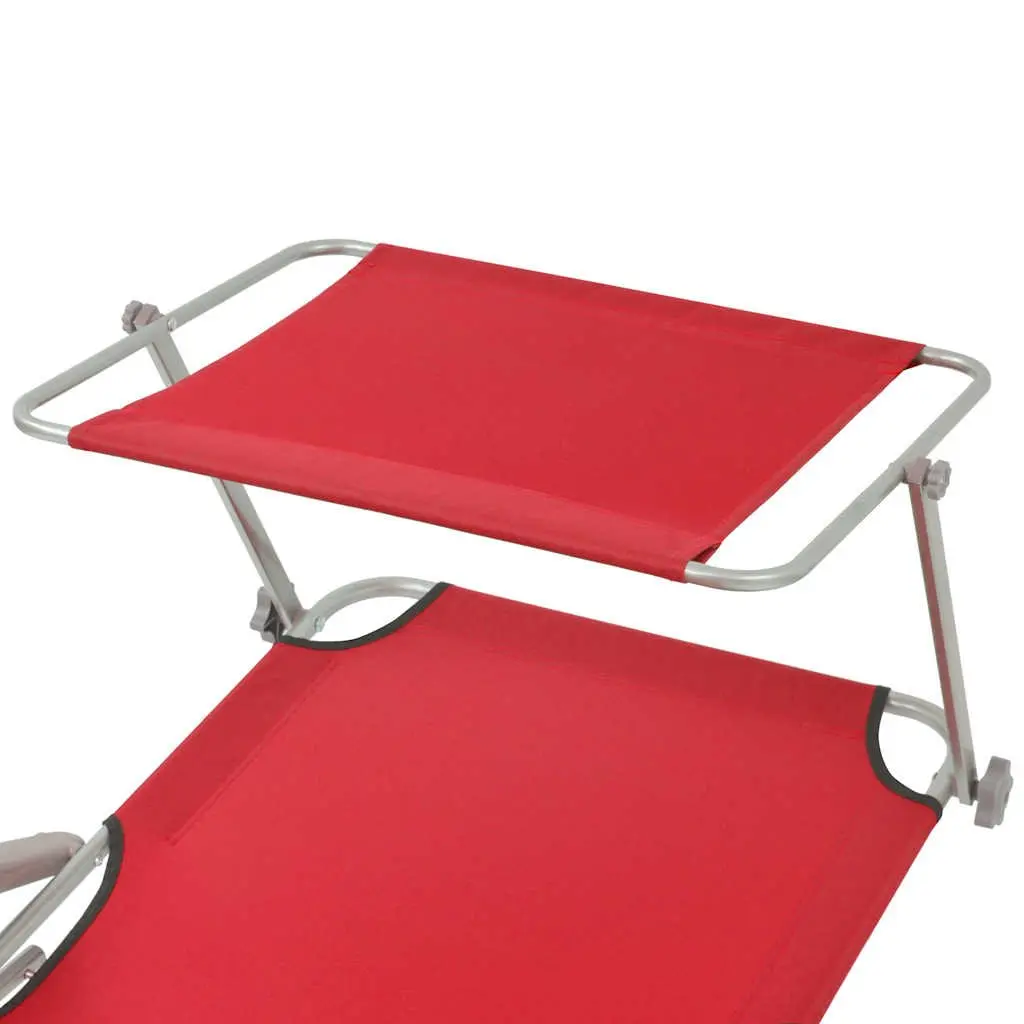 Red Sun Lounger with Adjustable Canopy
