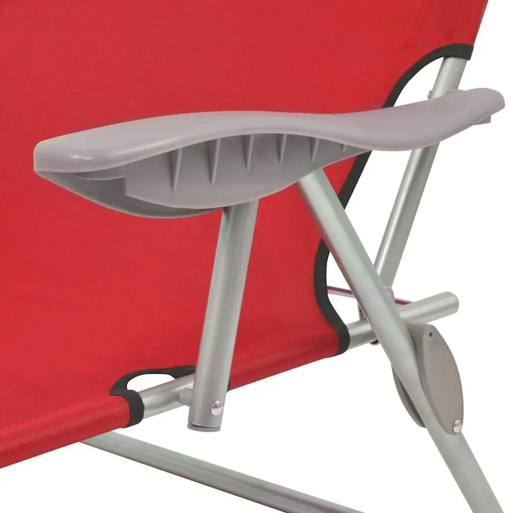 Red Sun Lounger with Adjustable Canopy