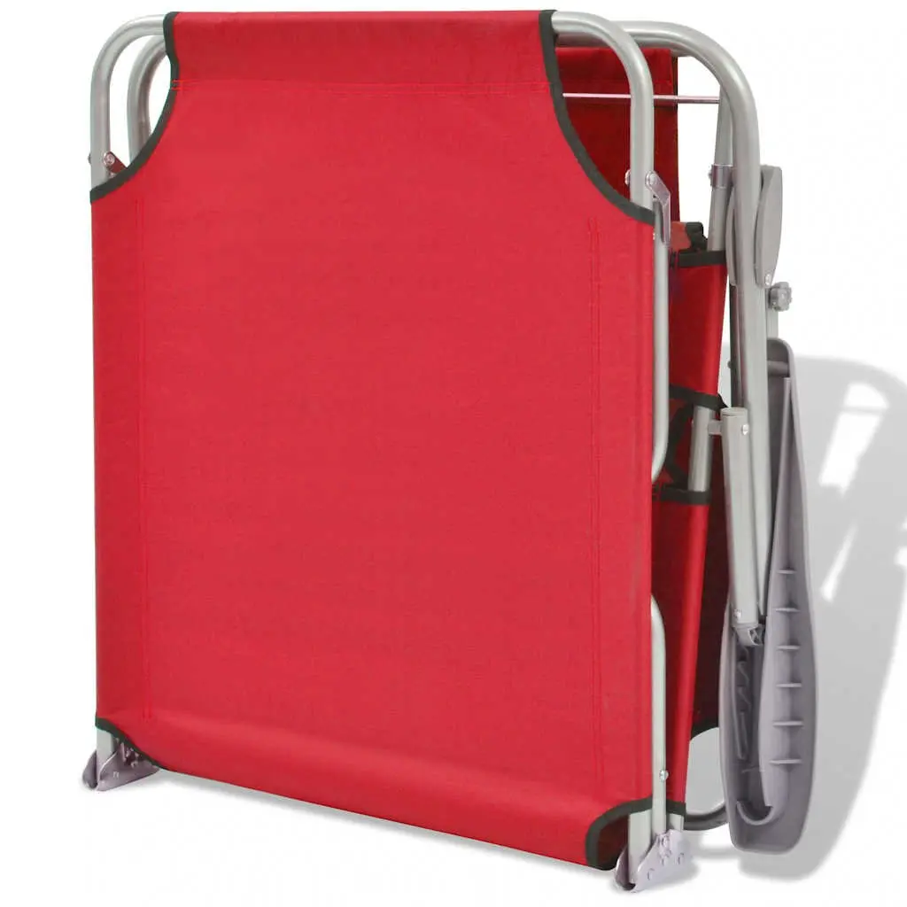 Red Sun Lounger with Adjustable Canopy