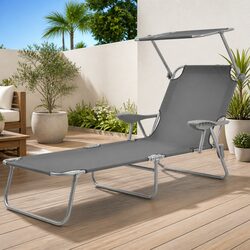 Durable Sun Lounger with Adjustable Canopy for Outdoor Relaxation