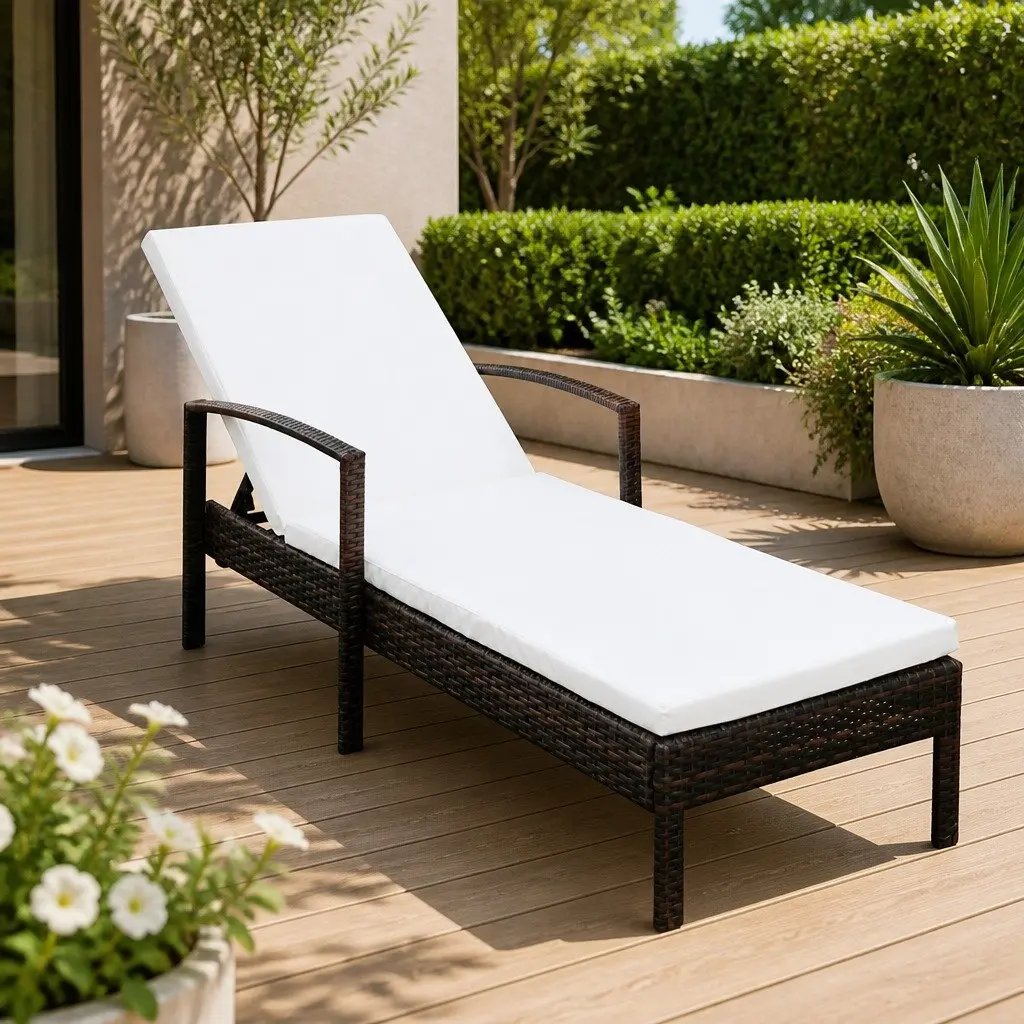 Sun Lounger with Adjustable Backrest for Outdoors