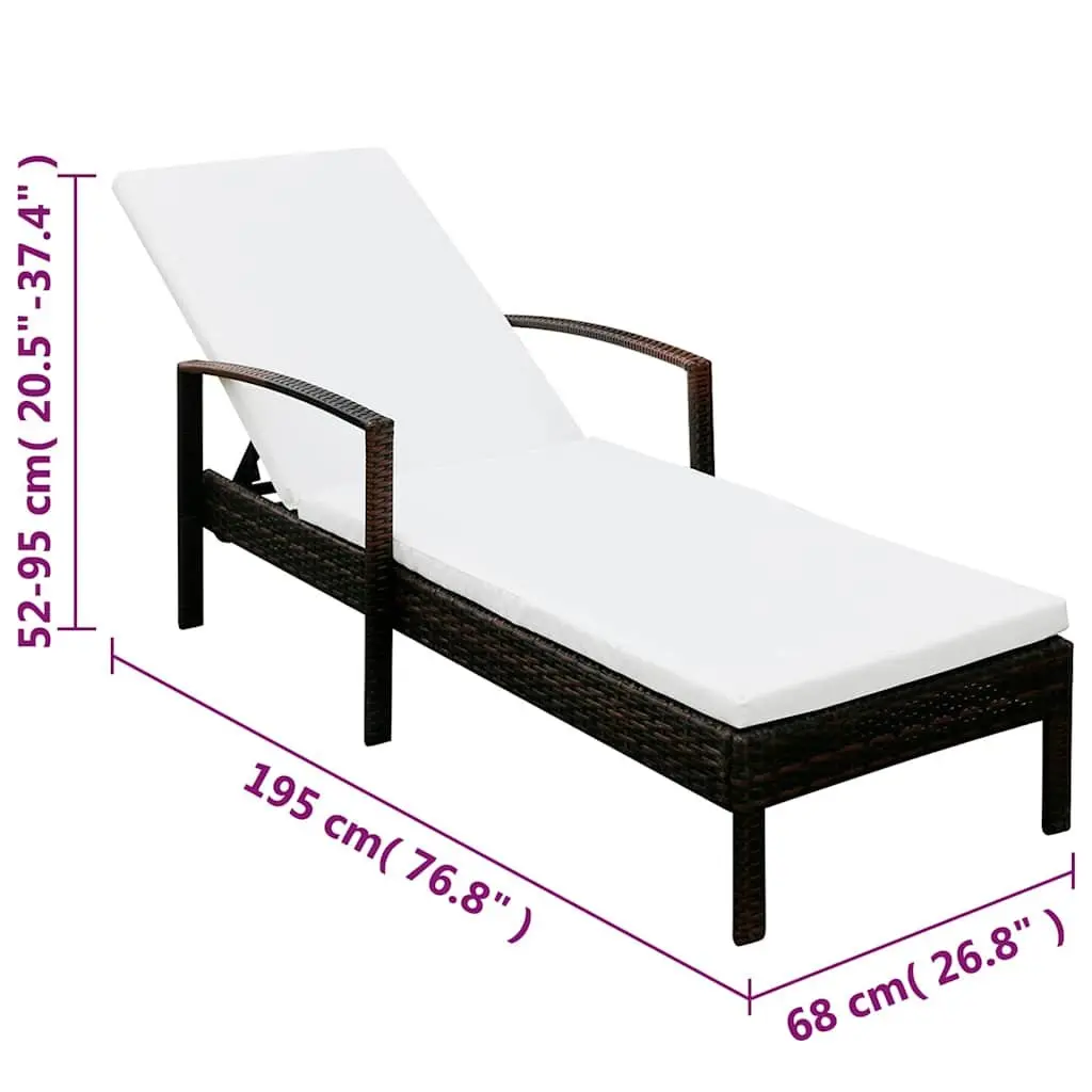 Sun Lounger with Adjustable Backrest for Outdoors