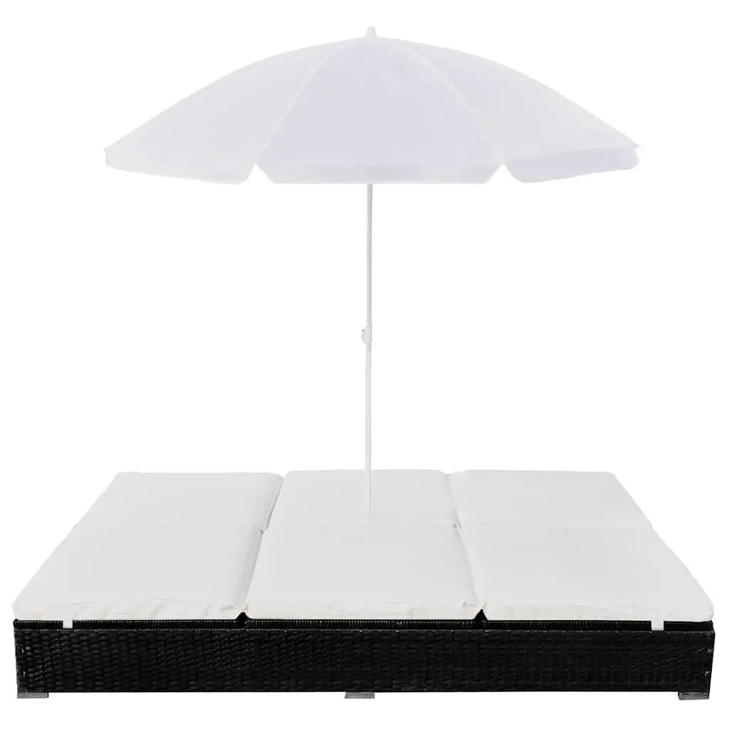 Outdoor Lounge Bed for 2 with Adjustable Umbrella